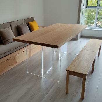 Großhandel B2B Acryl auskragender Esstisch Home kreativ Massivholz Tisch ohne Stuhl
